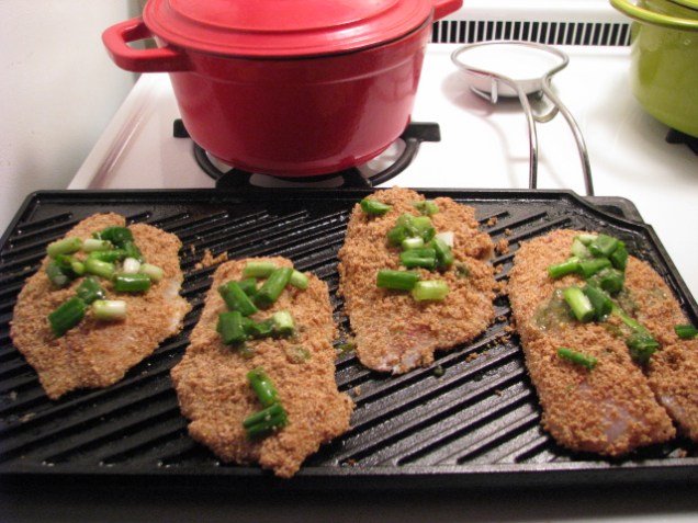 Pre-oven fried tilapia